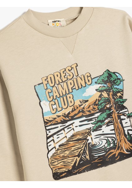 Oversize Sweatshirt Uzun Kollu Bisiklet Yaka Baskı Detaylı Pamuklu modelleri