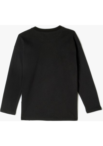 Tişört Slogan Baskılı Uzun Kollu Bisiklet Yaka Pamuklu fiyatları