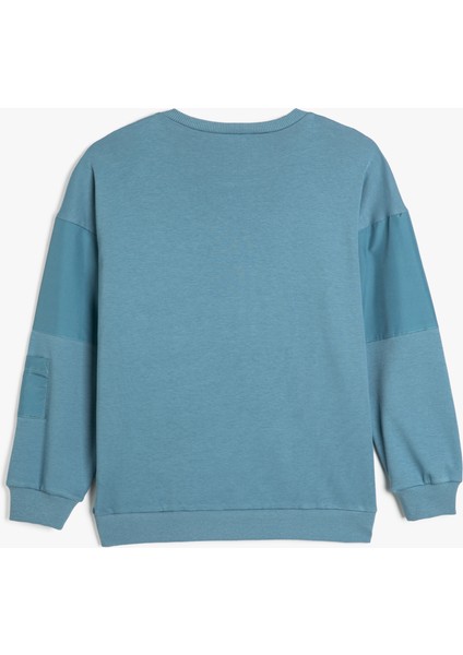 Sweatshirt Uzun Kollu Bisiklet Yaka Cep Detaylı Pamuklu