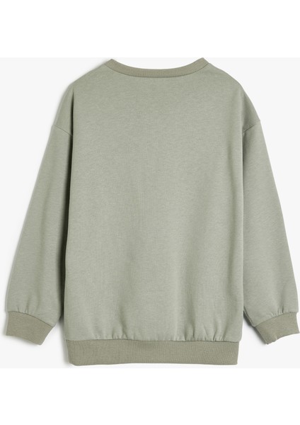 Oversize Sweatshirt Köpek Baskılı Bisiklet Yaka Uzun Kollu Pamuklu fiyatları