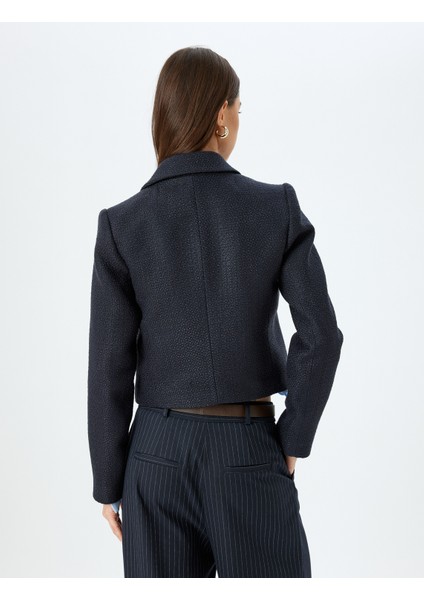 Slim Fit Gold Düğme Detaylı Cepli Crop Tüvit Blazer Ceket fırsatları