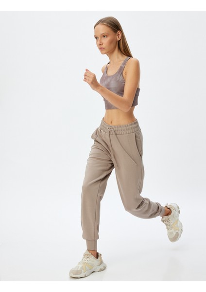 Jogger Eşofman Altı Yüksek Bel Bağcıklı Cepli Modal Kumaş