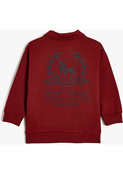 Oversize Polo Sweatshirt Uzun Kollu Işleme Detaylı Düğmeli fiyatları