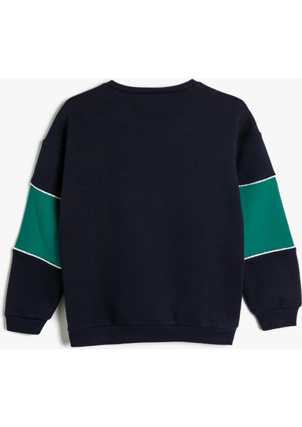 Sweatshirt Baskılı Bisiklet Yaka Şardonlu Renk Bloklu fiyatları