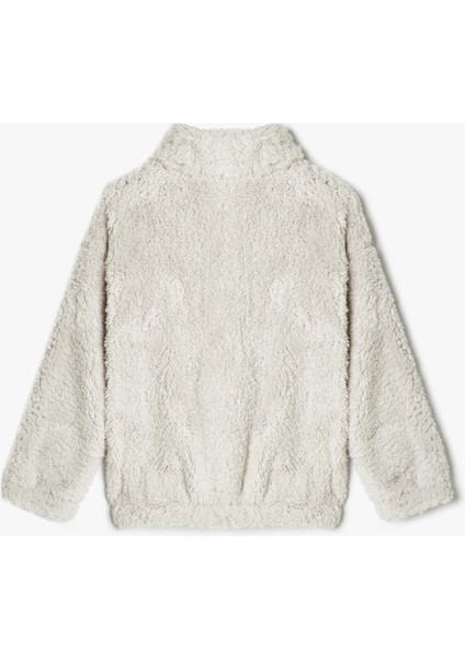 Peluş Sweat Yarım Fermuarlı Dik Yaka Işleme Detaylı fiyatları