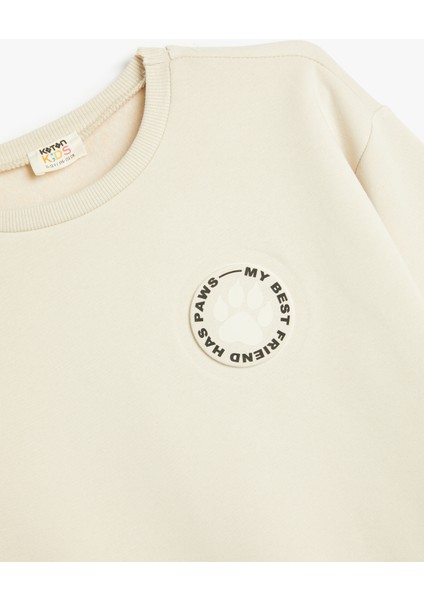 Basic Sweatshirt Şardonlu Bisiklet Yaka Baskı Detaylı modelleri