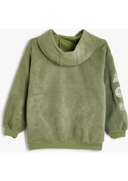 Oversize Polar Kapşonlu Sweatshirt Işlemeli Kanguru Cepli Uzun Kollu fiyatları