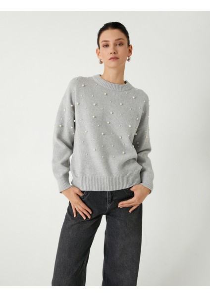 Incili Oversize Triko Kazak Yumuşak Dokulu Uzun Kollu modelleri