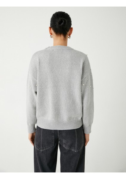 Incili Oversize Triko Kazak Yumuşak Dokulu Uzun Kollu fırsatları