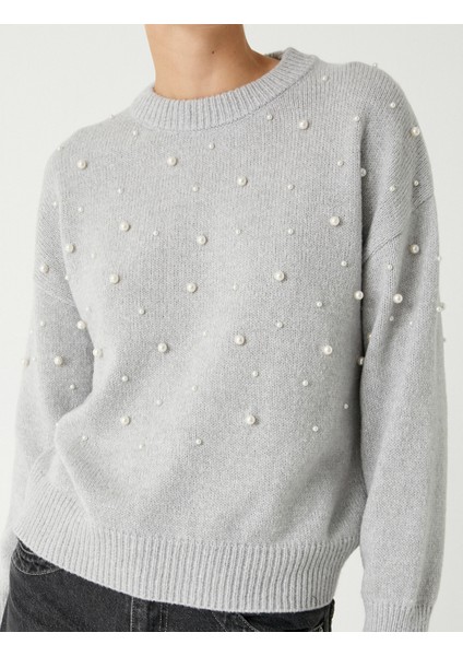 Incili Oversize Triko Kazak Yumuşak Dokulu Uzun Kollu indirimleri