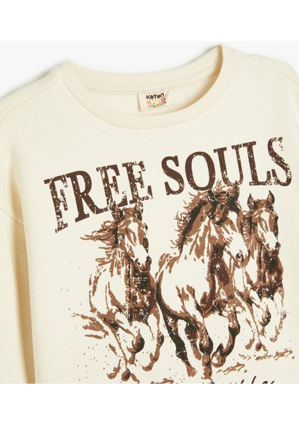 Sweatshirt Uzun Kollu Bisiklet Yaka Baskı Detaylı modelleri