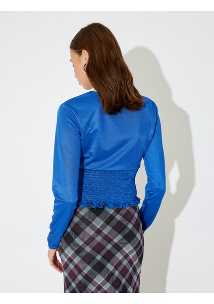 x Inji - V Yaka Kolej Nakışlı Biyeli Gipeli Uzun Kollu Slim Fit Tişört fırsatları