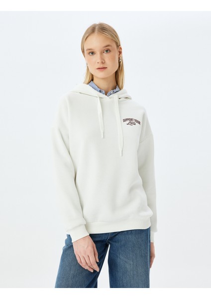 Arkası Baskılı Kapüşonlu Uzun Kollu Sweatshirt modelleri