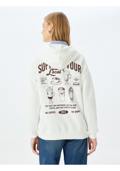 Arkası Baskılı Kapüşonlu Uzun Kollu Sweatshirt fırsatları