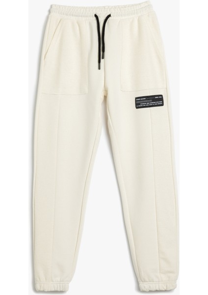 Jogger Eşofman Altı Cepli Beli Bağlamalı Aplike Detaylı