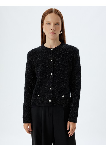 Uzun Kollu Yuvarlak Yaka Düğmeli Cepli Peluş Hırka modelleri