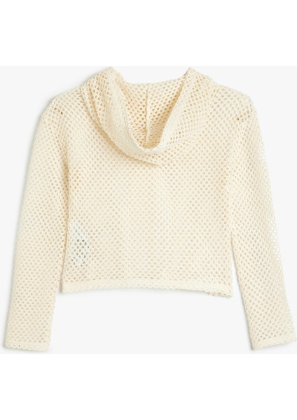 Kapşonlu Sweatshirt File Detaylı Uzun Kollu