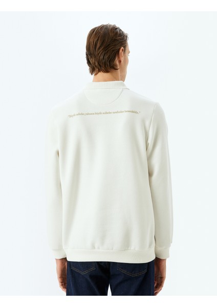 Atatürk Işlemeli Pamuk Karışımlı Interlok Kumaş Basic Polo Yaka Sweatshirt fırsatları