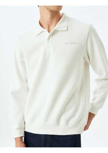 Atatürk Işlemeli Pamuk Karışımlı Interlok Kumaş Basic Polo Yaka Sweatshirt indirimleri