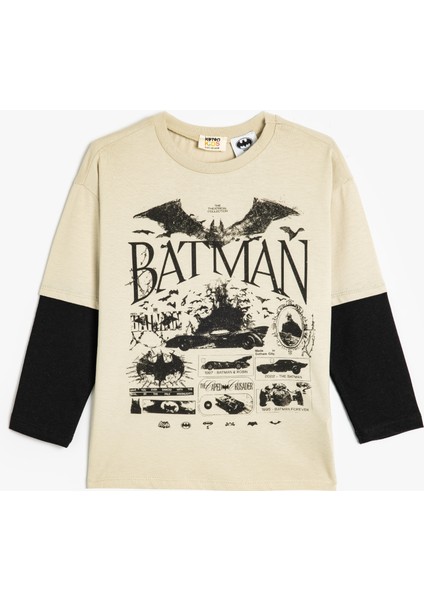 Batman Tişört Lisanslı Uzun Kollu Bisiklet Yaka Pamuklu