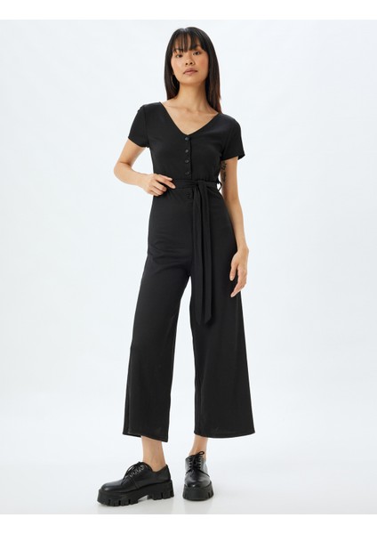 V Yaka Tulum Bağlama Detaylı Düğmeli Kısa Kollu Bürümcük modelleri