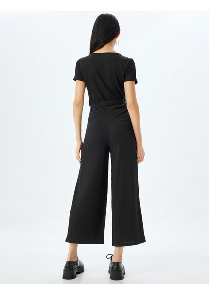 V Yaka Tulum Bağlama Detaylı Düğmeli Kısa Kollu Bürümcük fırsatları