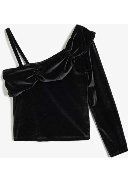 Tek Omuzlu Kadife Bluz Askılı Detaylı fiyatları