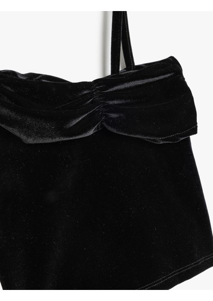 Tek Omuzlu Kadife Bluz Askılı Detaylı modelleri