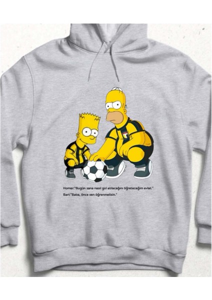 Baba-Oğul Futbol Kapüşonlu Sweatshirt Gri
