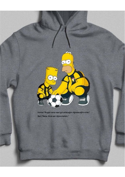 Baba-Oğul Futbol Kapüşonlu Sweatshirt Gri