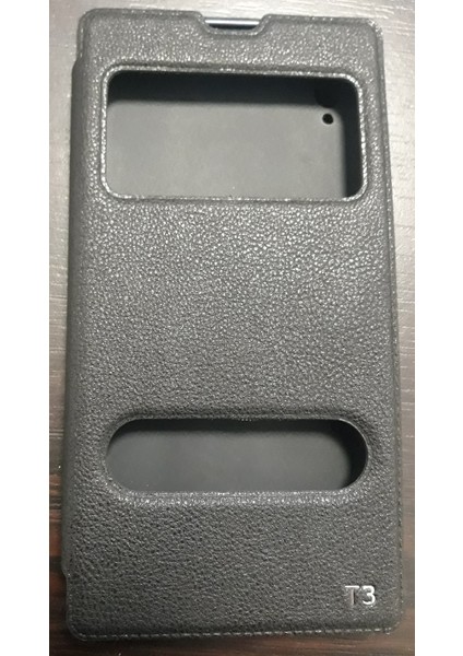 Sony Xperıa T3 Pencereli Silikon Kasalı Kapaklı Kılıf