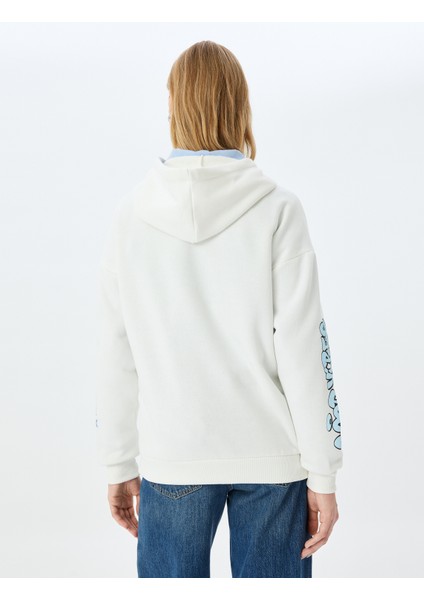 Kolej Baskılı Kapüşonlu Oversize Sweatshirt
