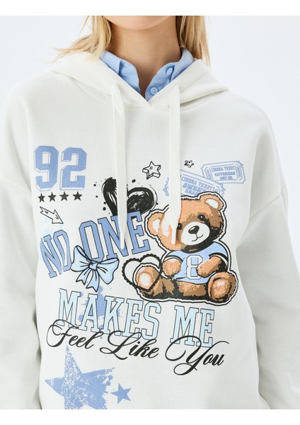 Kolej Baskılı Kapüşonlu Oversize Sweatshirt