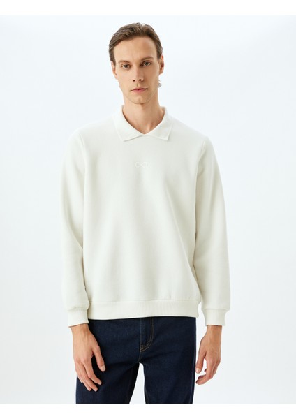 Polo Yaka Şardonlu Pamuk Karışımlı Basic Baskılı Sweatshirt modelleri