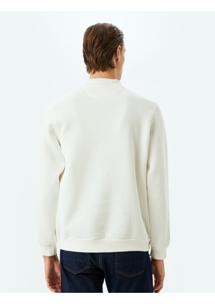 Polo Yaka Şardonlu Pamuk Karışımlı Basic Baskılı Sweatshirt fırsatları