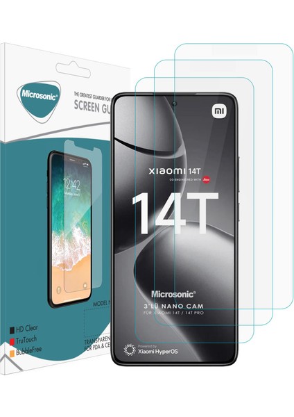 Xiaomi 14T Pro Screen Protector Nano Glass Cam Ekran Koruyucu (3`lü Paket)