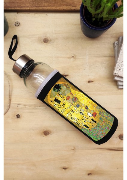 Gustav Klimt Kılıflı Cam Matara / Suluk fiyatları