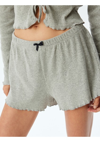 Bağlamalı Yaka Crop Pijama Üstü Örme Pamuklu indirimleri
