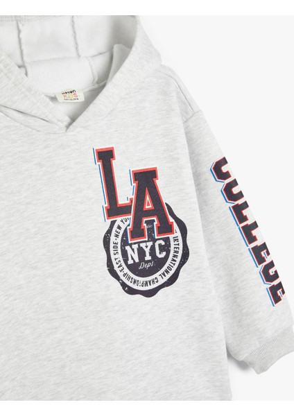 Kapşonlu Sweatshirt Los Angeles Baskılı Uzun Kollu modelleri