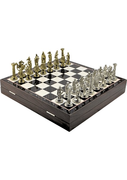 Büyük Boy Metal Ingiliz Satranç Takımı Parlak ve Ceviz Desenli Sandıklı Mdf TAHTASI(36X36X6 Cm.) fiyatları