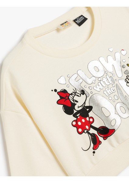 Minnie Mouse Sweatshirt Lisanslı Uzun Kollu Bisiklet Yaka Şardonlu modelleri
