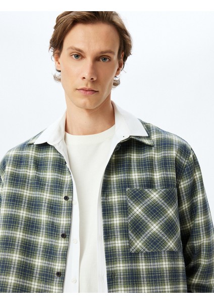 Uzun Kollu Cepli Pamuk Karışımlı Oduncu Gömleği