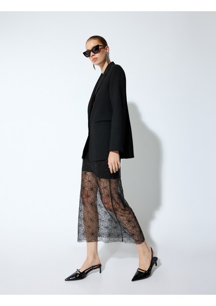 Taşlı Astarlı Slim Fit Midi Boy Kalem Tül Etek fiyatları