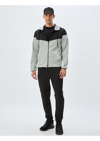 Spor Sweatshirt Oversize Kapşonlu Fermuarlı Scuba Kumaş Renk Kontrastlı Cep Detaylı Pamuk Karışımlı fiyatları