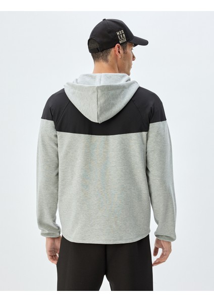 Spor Sweatshirt Oversize Kapşonlu Fermuarlı Scuba Kumaş Renk Kontrastlı Cep Detaylı Pamuk Karışımlı fırsatları