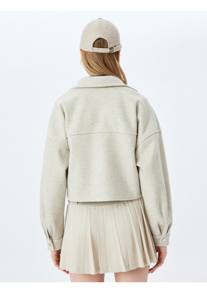 Gömlek Yaka Çıtçıt Düğmeli Cep Detaylı Dokulu Shacket fırsatları