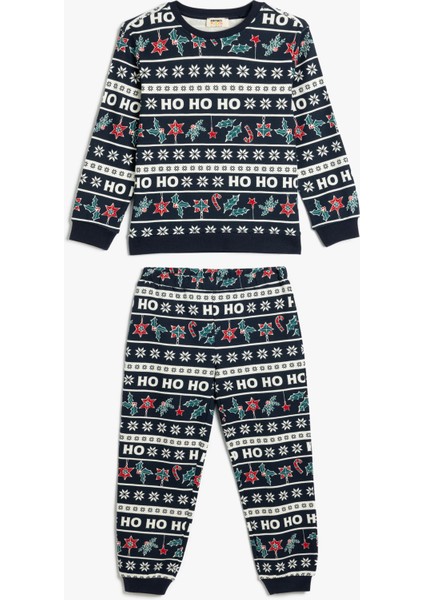Yılbaşı Baskılı Pijama Takımı Pamuklu