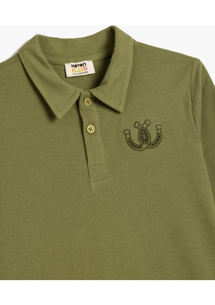 Polo Tişört Uzun Kollu Işleme Detaylı Pamuklu modelleri