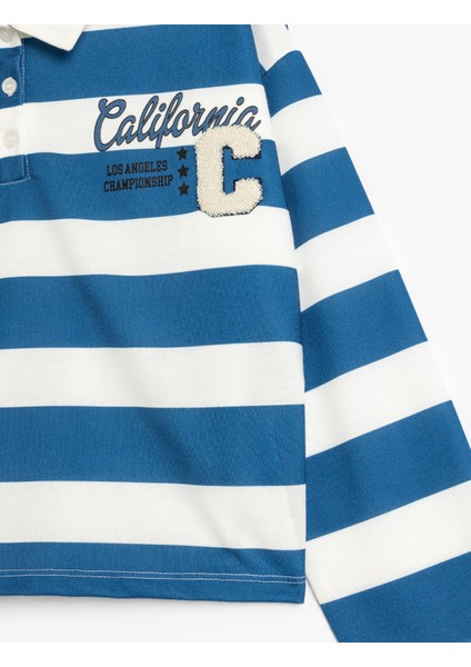 Polo Yaka Tişört Baskı Detaylı Uzun Kollu modelleri