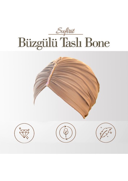 Büzgü Taşlı Bone - Tesettür Bone - Bone Eşarp- Hazır Bone Şal- Tasarım Bone Modelleri